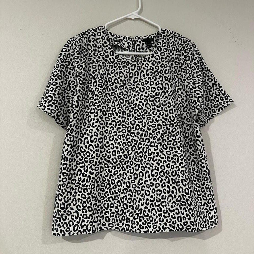 NWT Ann Taylor blouse featuring a bold black and white cheetah print